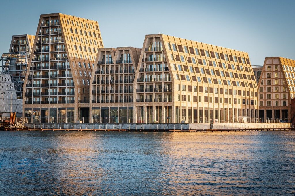 photo, buildings, reflection